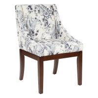 OSP Home Furnishings MNA-P64 Monarch Dining Chair in Paisley Charcoal with Medium Espresso Wood Legs